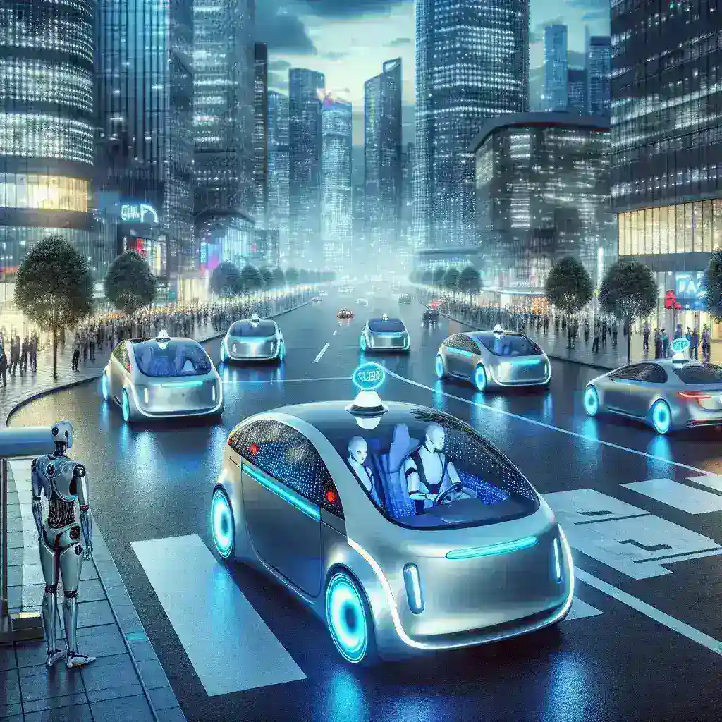 "Tesla robotaxi autonomously navigating city streets, highlighting the impact of Tesla's technology on federal regulatory review in urban transportation."